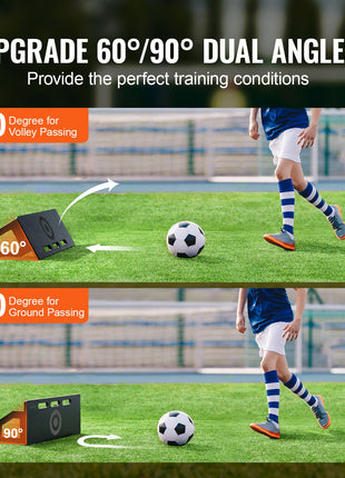 Soccer Rebounder Board, 32"X12" Portable Soccer Wall with 2 Angles Rebound, Foldable HDPE Kickback Rebound Board, Soccer Training Equipment for Kids and Adults, Passing & Shooting Practice