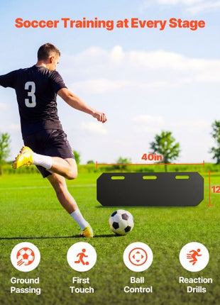 Soccer Rebounder Board, 40 x 12 in Portable Soccer Rebound Wall, HDPE Sports Kick Back Trainer, 3 Adjustable Angles, Easy Setup Ball Practice Training Equipment for Passing & Reaction Skills