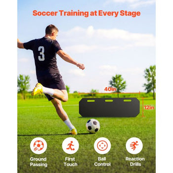 Soccer Rebounder Board, 40 x 12 in Portable Soccer Rebound Wall, HDPE Sports Kick Back Trainer, 3 Adjustable Angles, Easy Setup Ball Practice Training Equipment for Passing & Reaction Skills