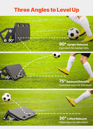 Soccer Rebounder Board, 40 x 12 in Portable Soccer Rebound Wall, HDPE Sports Kick Back Trainer, 3 Adjustable Angles, Easy Setup Ball Practice Training Equipment for Passing & Reaction Skills