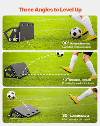Soccer Rebounder Board, 40 x 12 in Portable Soccer Rebound Wall, HDPE Sports Kick Back Trainer, 3 Adjustable Angles, Easy Setup Ball Practice Training Equipment for Passing & Reaction Skills