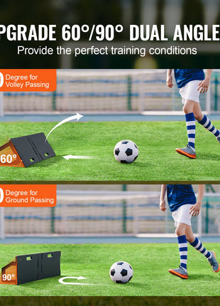 Soccer Rebounder Board, 45"X13" Portable Soccer Wall with 2 Angles Rebound, Foldable HDPE Kickback Rebound Board, Soccer Training Equipment for Kids and Adults, Passing & Shooting Practice