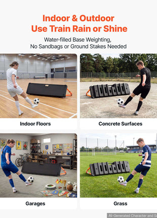 Soccer Rebounder Board, 37.4 x 9.8 in Dual-Sided Soccer Rebound Wall, 4 Adjustable Angles, Portable Water-Fillable PE Kickback Trainer, Ground Stakes for Kids Adults, Passing & Shooting Practice