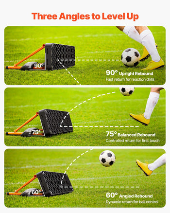 Soccer Rebounder Board, 37.4 x 9.8 in Portable Soccer Rebound Wall, Dual Surface Sports Kick Back Trainer, 3 Adjustable Angles, Easy Setup Ball Practice Equipment for Passing & Reaction Skills
