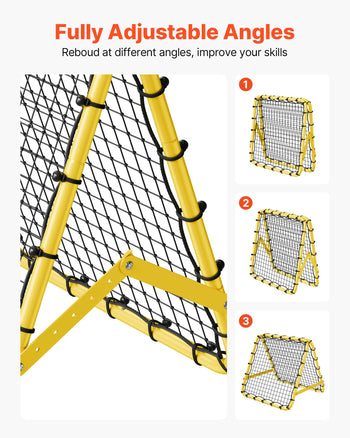 Soccer Rebounder Rebound Net, 40"x35"x37" Portable Football Training Gifts, Fully Adjustable Angles Goal Net, Aids & Equipment for Kids Teens & All Ages, Easy Set Up & Perfect Storage