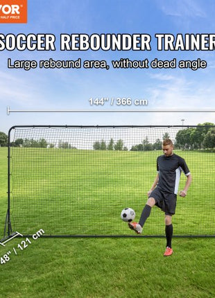 Soccer Rebounder Net, 12x6FT Iron Soccer Training Equipment, Sports Football Training Gift with Portable Bag, Volleyball Rebounder Wall Perfect for Backyard Practicing, Solo Training, Passing