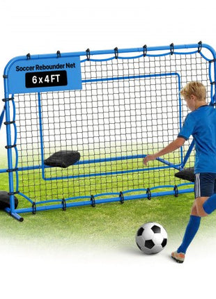 Soccer Rebounder Net, Quick-Switch Angle Soccer Goal Rebounder for Control, Passing Practice, Heavy-Duty Iron Frame & PE Net, Easy Setup Ball Training Aids & Equipment for Teens&Adults,6 x 4 ft
