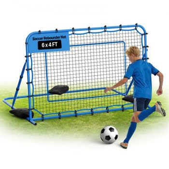 Soccer Rebounder Net, Quick-Switch Angle Soccer Goal Rebounder for Control, Passing Practice, Heavy-Duty Iron Frame & PE Net, Easy Setup Ball Training Aids & Equipment for Teens&Adults,6 x 4 ft