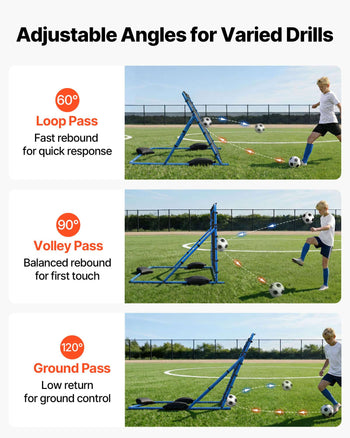 Soccer Rebounder Net, Quick-Switch Angle Soccer Goal Rebounder for Control, Passing Practice, Heavy-Duty Iron Frame & PE Net, Easy Setup Ball Training Aids & Equipment for Teens&Adults,6 x 4 ft