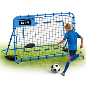 Soccer Rebounder Net, Quick-Switch Angle Soccer Goal Rebounder for Control, Passing Practice, Heavy-Duty Iron Frame & PE Net, Easy Setup Ball Training Aids & Equipment for Teens&Adults,6 x 4 ft