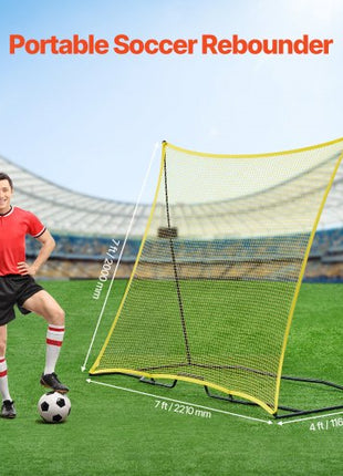 Soccer Rebounder, Portable Soccer Trainer, 7x7FT Iron & Polyester Soccer Practice Equipment, Sports Football Rebounder Wall with Portable Bag, Perfect for Team Solo Training, Passing, Volley