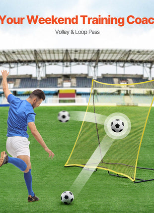 Soccer Rebounder, Portable Soccer Trainer, 7x7FT Iron & Polyester Soccer Practice Equipment, Sports Football Rebounder Wall with Portable Bag, Perfect for Team Solo Training, Passing, Volley