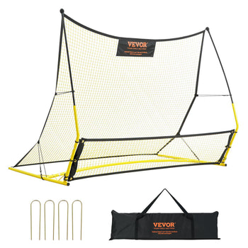 Vevor yellow and black portable soccer goal net set with pegs and carrying bag for outdoor sports. Lightweight and durable.