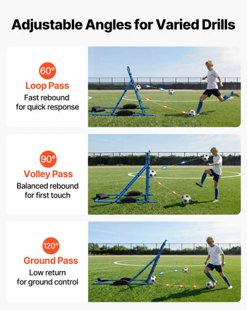 Soccer Rebounder Net, Quick-Switch Angle Soccer Goal Rebounder for Control, Passing Practice, Heavy-Duty Iron Frame & PE Net, Easy Setup Ball Training Equipment for Teens&Adults,3.7 x 3.7 ft