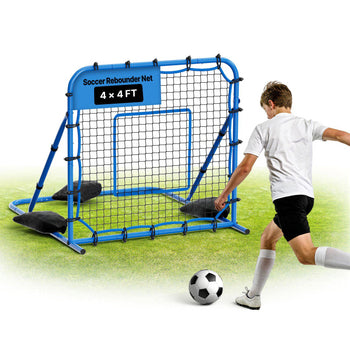 Soccer Rebounder Net, Quick-Switch Angle Soccer Goal Rebounder for Control, Passing Practice, Heavy-Duty Iron Frame & PE Net, Easy Setup Ball Training Equipment for Teens&Adults,3.7 x 3.7 ft