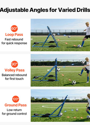 Soccer Rebounder Net, Quick-Switch Angle Soccer Goal Rebounder for Control, Passing Practice, Heavy-Duty Iron Frame & PE Net, Easy Setup Ball Training Aids & Equipment for Teens&Adults,5 x 4 ft