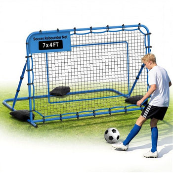Soccer Rebounder Net, Quick-Switch Angle Soccer Goal Rebounder for Control, Passing Practice, Heavy-Duty Iron Frame & PE Net, Easy Setup Ball Training Aids & Equipment for Teens&Adults,7 x 4 ft