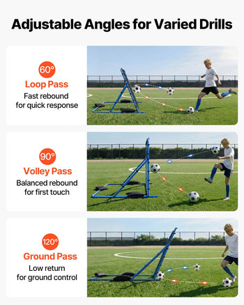 Soccer Rebounder Net, Quick-Switch Angle Soccer Goal Rebounder for Control, Passing Practice, Heavy-Duty Iron Frame & PE Net, Easy Setup Ball Training Aids & Equipment for Teens&Adults,7 x 4 ft