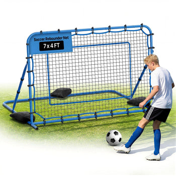 Soccer Rebounder Net, Quick-Switch Angle Soccer Goal Rebounder for Control, Passing Practice, Heavy-Duty Iron Frame & PE Net, Easy Setup Ball Training Aids & Equipment for Teens&Adults,7 x 4 ft
