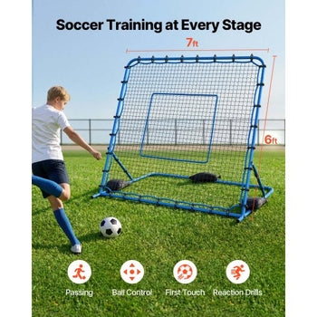 Soccer Rebounder Net, Quick-Switch Angle Soccer Goal Rebounder for Control, Passing Practice, Heavy-Duty Iron Frame & PE Net, Easy Setup Ball Training Aids & Equipment for Teens&Adults,7 x 6 ft