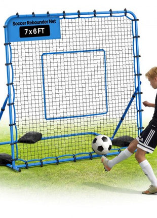 Soccer Rebounder Net, Quick-Switch Angle Soccer Goal Rebounder for Control, Passing Practice, Heavy-Duty Iron Frame & PE Net, Easy Setup Ball Training Aids & Equipment for Teens&Adults,7 x 6 ft