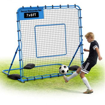 Soccer Rebounder Net, Quick-Switch Angle Soccer Goal Rebounder for Control, Passing Practice, Heavy-Duty Iron Frame & PE Net, Easy Setup Ball Training Aids & Equipment for Teens&Adults,7 x 6 ft