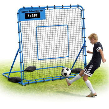 Soccer Rebounder Net, Quick-Switch Angle Soccer Goal Rebounder for Control, Passing Practice, Heavy-Duty Iron Frame & PE Net, Easy Setup Ball Training Aids & Equipment for Teens&Adults,7 x 6 ft