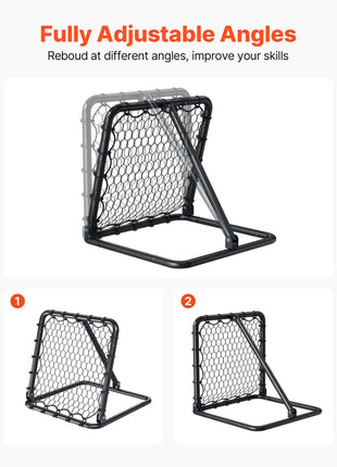 Soccer Rebounder Rebound Net, Kick-Back 34"x34", Portable Football Training Gifts, Fully Adjustable Angles Goal Net, Aids & Equipment for Kids Teens & All Ages, Easy Set Up & Perfect Storage