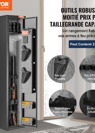 3 Rifles Gun Safe, Rifle Safe with Lock & Digital Keypad, Quick Access Gun Storage Cabinet with Removable Shelf, Pistol Rack, Rifle Cabinet for Home Rifle and Pistols