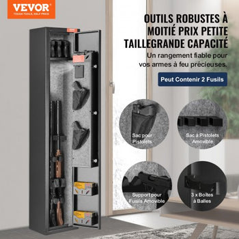 3 Rifles Gun Safe, Rifle Safe with Lock & Digital Keypad, Quick Access Gun Storage Cabinet with Removable Shelf, Pistol Rack, Rifle Cabinet for Home Rifle and Pistols