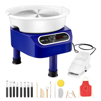Pottery Wheel, 10 inch Pottery Forming Machine, 350W Electric Wheel for Pottery with Foot Pedal and LCD Touch Screen, Direct Drive Ceramic Wheel with 3 Support Legs for DIY Art Craft, Blue