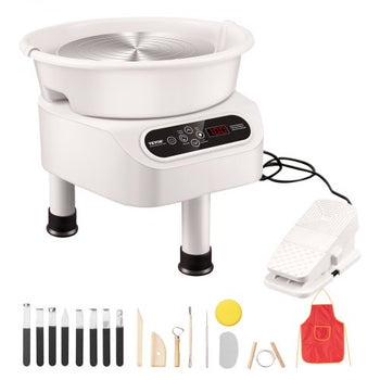 Pottery Wheel, 10 inch Pottery Forming Machine, Direct Drive Ceramic Wheel with 3 Support Legs for DIY Art Craft, 350W Electric Wheel for Pottery with Foot Pedal and LCD Touch Screen, White