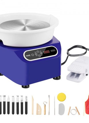 Pottery Wheel, 11 inch Pottery Forming Machine, 350W Electric Wheel for Pottery with Foot Pedal and LCD Touch Screen, Direct Drive Ceramic Wheel with Shaping Tools for DIY Art Craft, Blue