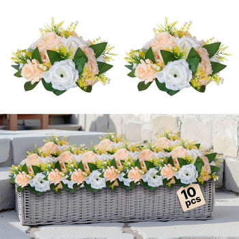 Flower Ball Arrangement Bouquet 10 PCS, 9.5-Inch Diameter Artificial Flower Balls Wedding Table Centerpieces, Rose Arrangements for Wedding Centerpiece Home Decoration, Champagne & White Roses