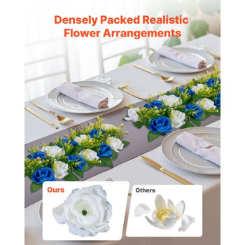 Flower Ball Arrangement Bouquet 10 PCS, 19.6 x 8.6 Inch Artificial Flower Balls Wedding Table Centerpieces, Faux Rose Arrangements for Wedding Centerpiece Home Decoration, Blue and White Roses