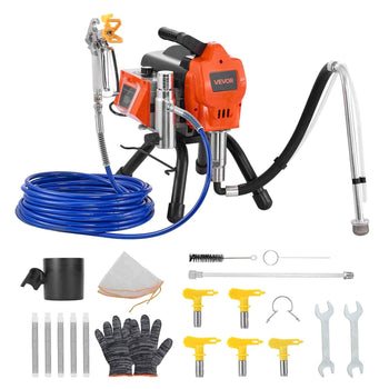 Stand Airless Paint Sprayer, 1500W, 3300PSI High Pressure Airless Sprayer, Cleaning Brush, Hose, Extension Rod, Nozzles, Electric Spray Paint Machine for Large Apartments, Factory Buildings