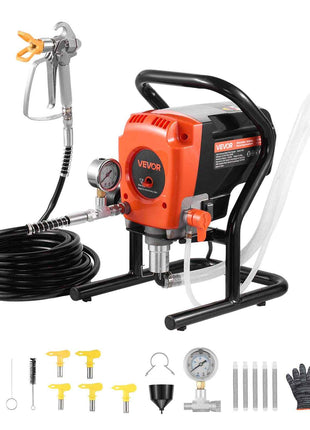 Stand Airless Paint Sprayer, 900W, 3300PSI High Pressure Airless Sprayer, Cleaning Brush, Hose, Extension Rod, Nozzles, Electric Spray Paint Machine for Interior or Exterior of House, Fence