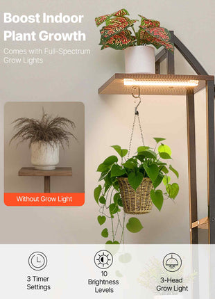 Plant Stand Indoor with Grow Lights, 63 in Tall 6-Tiered Lighted Plant Shelf, 2 Pack Metal Corner Plants Holder, 3 Timer & 10 Brightness, Half-Moon Shaped Flower Display Rack for Living Room