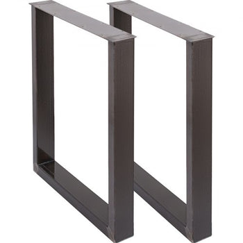 Set of 2 Steel Table Legs, 28''Height 23''Wide Dining Table Legs, Heavy Duty 3.1" Square Box Section Square Table Legs, 28x23x3.1 Inch Black Industrial Country Style Metal Dining L