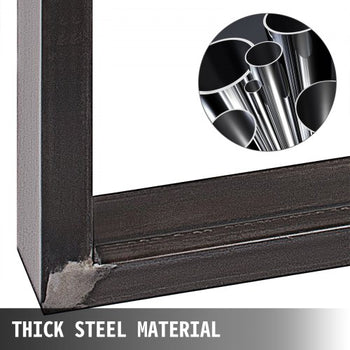 Set of 2 Steel Table Legs, 28''Height 23''Wide Dining Table Legs, Heavy Duty 3.1" Square Box Section Square Table Legs, 28x23x3.1 Inch Black Industrial Country Style Metal Dining L