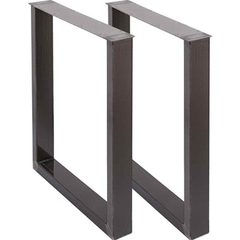 Set of 2 Steel Table Legs, 28''Height 23''Wide Dining Table Legs, Heavy Duty 3.1" Square Box Section Square Table Legs, 28x23x3.1 Inch Black Industrial Country Style Metal Dining L
