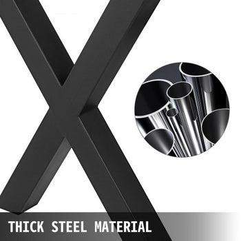 Set of 2 Steel Table Legs, 28\'\'Height 30\'\'Wide Dining Table Legs, Heavy Duty 3.1\" Square Box Section X Frame Table Legs, 28x30x3.1 Inch Black Color Industrial Country Style Metal Dining Leg