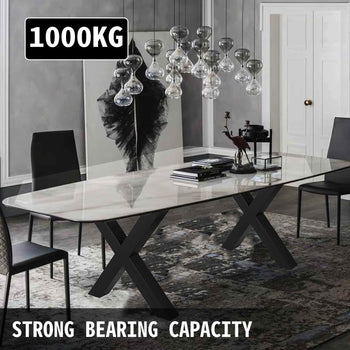 Set of 2 Steel Table Legs, 28\'\'Height 30\'\'Wide Dining Table Legs, Heavy Duty 3.1\" Square Box Section X Frame Table Legs, 28x30x3.1 Inch Black Color Industrial Country Style Metal Dining Leg