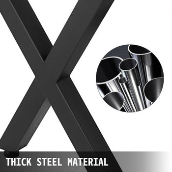 Set of 2 Steel Table Legs, 28\'\'Height 31\'\'Wide Dining Table Legs, Heavy Duty 3.1\" Square Box Section X Frame Table Legs, 28x31x3.1 Inch Black Color Industrial Country Style Metal Dining Leg
