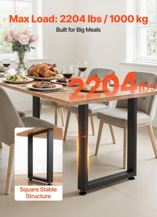 Table Legs, 29.5" H x 23.6" W Square Steel Furniture Legs, Modular Design, Easy Assembly, 2204 lbs Max Load Heavy Duty, for Home Office Desk, Workbenches, Dinner Bar Tables, Set of 2, Black