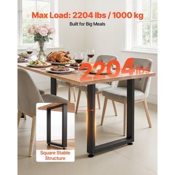 Table Legs, 29.5" H x 23.6" W Square Steel Furniture Legs, Modular Design, Easy Assembly, 2204 lbs Max Load Heavy Duty, for Home Office Desk, Workbenches, Dinner Bar Tables, Set of 2, Black