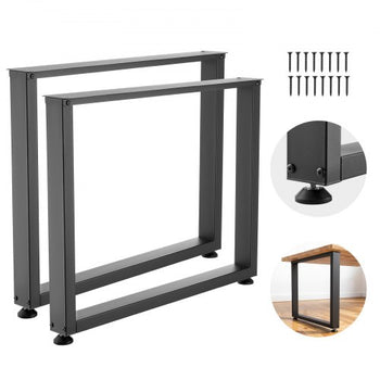 Table Legs, 29.5" H x 35.4" W Square Steel Furniture Legs, Modular Design, Easy Assembly, 2204 lbs Max Load Heavy Duty, for Home Office Desk, Workbenches, Dinner Bar Tables, Set of 2, Black