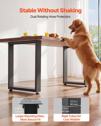 Table Legs, 29.5" H x 35.4" W Square Steel Furniture Legs, Modular Design, Easy Assembly, 2204 lbs Max Load Heavy Duty, for Home Office Desk, Workbenches, Dinner Bar Tables, Set of 2, Black