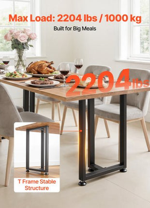 Table Legs, 29.1" H x 17.7" W Square T Shape Steel Furniture Legs, Modular Design, Easy Assembly, 2204 lbs Max Load Heavy Duty, for Home Office Desk, Dinner Table, Workbenches, Set of 2, Black