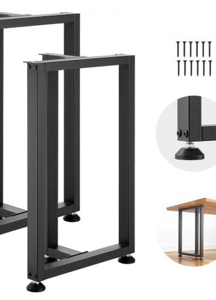 Table Legs, 29.1" H x 17.7" W Square T Shape Steel Furniture Legs, Modular Design, Easy Assembly, 2204 lbs Max Load Heavy Duty, for Home Office Desk, Dinner Table, Workbenches, Set of 2, Black